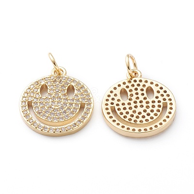 Brass Micro Pave Clear Cubic Zirconia Pendants ZIRC-Z014-08G-1