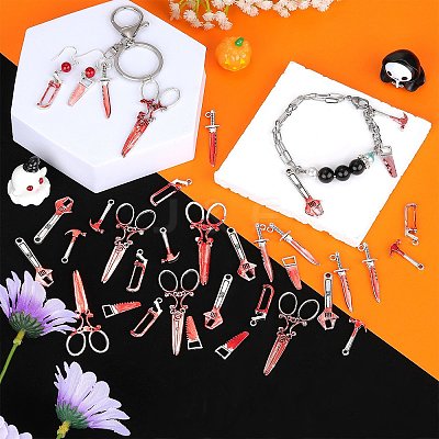 36Pcs 6 Styles Alloy Enamel Pendants ENAM-SZ0004-22-1