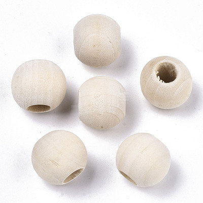 Natural Unfinished Wood Beads WOOD-Q038-15mm-1