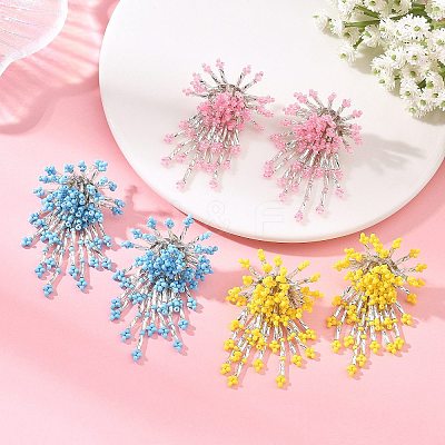 Glass Seed Beads Stud Earrings for Women EJEW-MZ00760-1