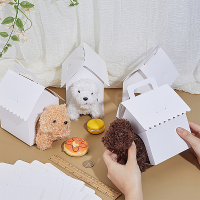Cardboard Paper Pet Gift Packing Boxes with Window and Handles CON-WH0095-210-1