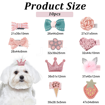 2 Sets Cute Polyester & Cotton Hair Clips Set OHAR-OC0001-04-1