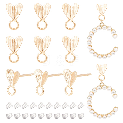 6 Pairs Brass Stud Earring Finding KK-BC0011-90-1