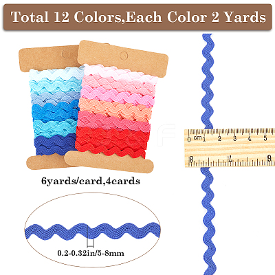 4 Cards 2 Styles Polyester Wavy Fringe Trim Ribbon DIY-GF0009-48H-1