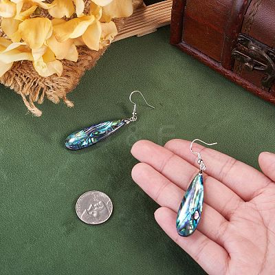 1 Pair Brass & Abalone Shell Dangle Earrings EJEW-TA0001-87-1