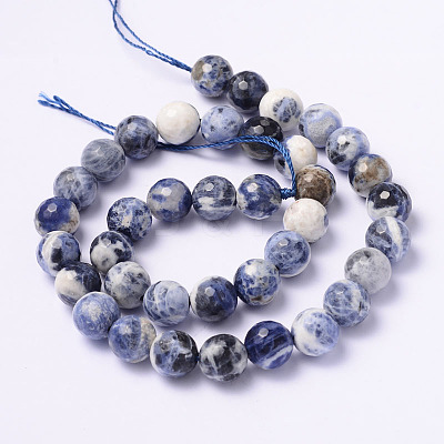 Faceted Natural Sodalite Round Bead Strands G-L377-45-10mm-1