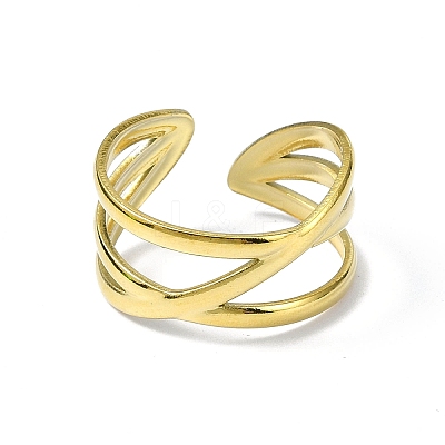 Ion Plating(IP) 304 Stainless Steel Open Cuff Ring RJEW-L109-044G-1