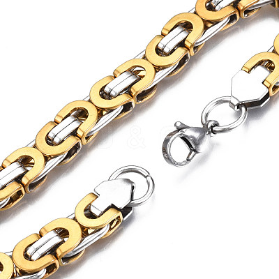 Non-Tarnish 201 Stainless Steel Byzantine Chain Bracelets BJEW-S057-88A-1