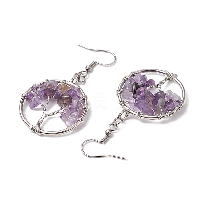 Natural Mixed Stone & Brass Dangle Earring EJEW-JE05981-1