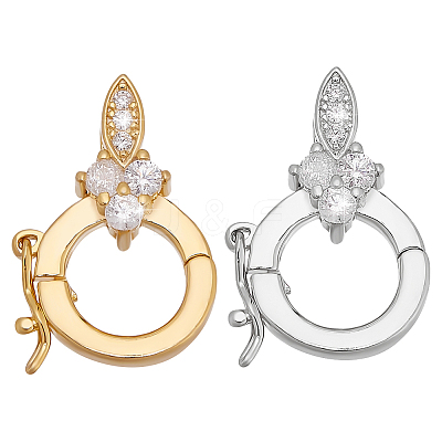 2Pcs 2 Colors S925 Sterling Silver Micro Pave Clear Clear Cubic Zirconia Twister Clasps STER-PH0003-56-1
