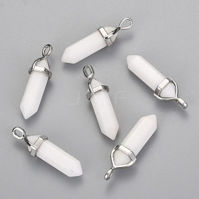 Natural White Jade Double Terminated Pointed Pendants G-F295-04H-1