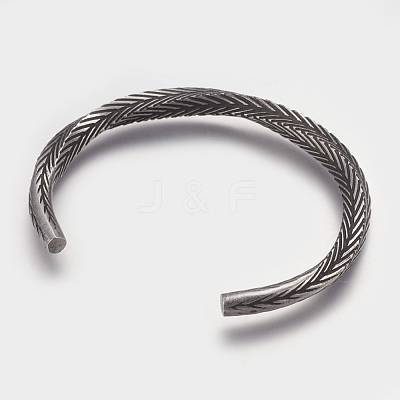 304 Stainless Steel Cuff Bangles BJEW-P192-09AS-1