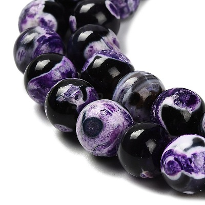 Dyed Natural Fire Crackle Agate Beads Strands G-G203-10E-10mm-1
