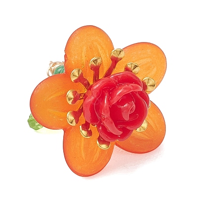Glass Seed Beaded Rose Flower Pendants PALLOY-MZ01231-02-1