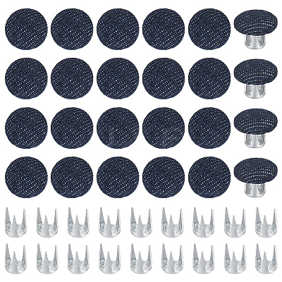 24 Bags Flat Round Cloth Cap Nail Buttons BUTT-BC0001-21F-1