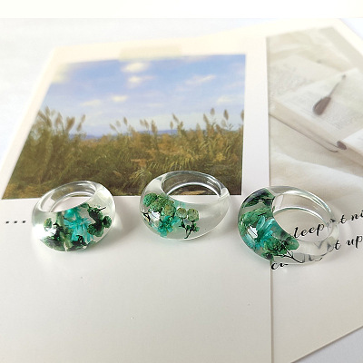 Resin Dried Flower Finger Rings for Women FS-WGEA7C0-01-1