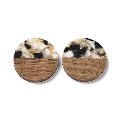 Transparent Resin & Walnut Wood Pendants RESI-N025-045B-1