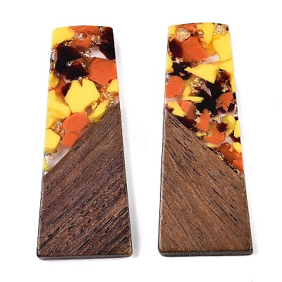 Opaque Resin & Walnut Wood Pendants RESI-T058-04J-1