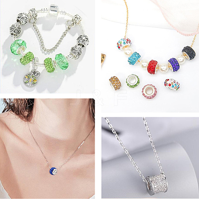 Handmade Polymer Clay Rhinestone European Large Hole Beads with Silver Color Plated Brass Cores FPDL-PA0001-02C-1