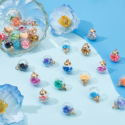 114Pcs 19 Colors Transparent Glass Pendants GLAA-ME0001-32-1