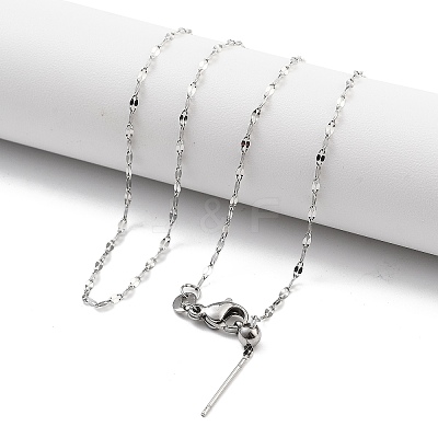 Adjustable 304 Stainless Steel Dapped Chain Necklaces NJEW-K270-02P-1
