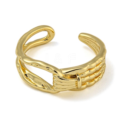 Knot Brass Open Cuff Rings for Women RJEW-Z050-04G-1