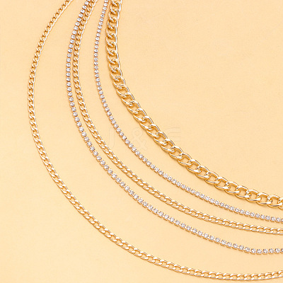 Alloy Crystal Rhinestone Curb Chain Multilayer Waist Belly Chains for Women FS-WGC55BA-01-1