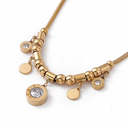 Crystal Rhinestone Pendant Necklace with 304 Stainless Steel Round Snake Chains for Women NJEW-P269-09A-G-1