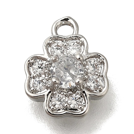 Rack Plating Brass Micro Pave Cubic Zirconia Charms KK-M014-05P-1