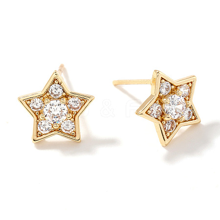 Brass Pave Clear Cubic Zirconia Stud Earrings ZJ0177-1-1