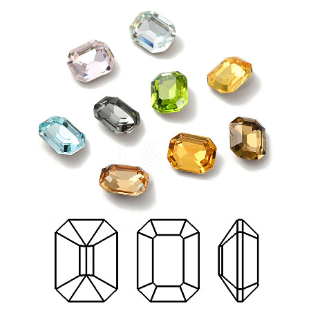 Faceted K9 Glass Rhinestone Cabochons GGLA-R042-02A-1