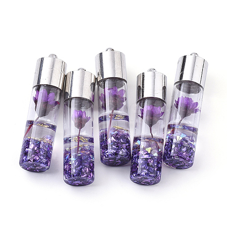 Transparent Glass Bottle Pendants GLAA-T001-05C-1