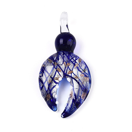 Handmade Silver Foil Lampwork Big Pendants FOIL-N031-01C-1