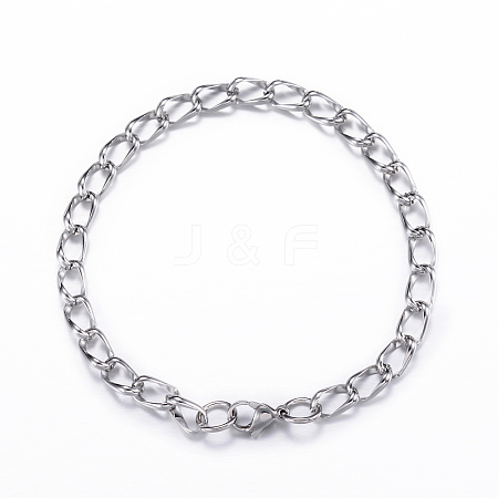 Tarnish Resistant 304 Stainless Steel Curb Chain Bracelets LS-BJEW-P064-28P-1