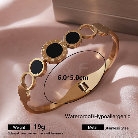 Vintage 304 Stainless Steel Black Enamel Open Hinged Cuff Bangles for Women ST0887-2-1