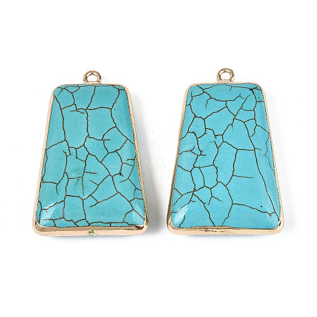 Dyed Synthetic Turquoise Trapezoid Pendants TURQ-T004-19-1