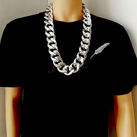 Unisex Thick CCB Plastic Cuban Link Chains Necklaces NJEW-V006-02P-1