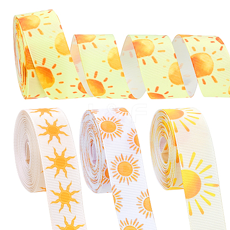 20 Yards 4 Styles Sun Pattern Polyester Ribbon OCOR-PH0007-71-1