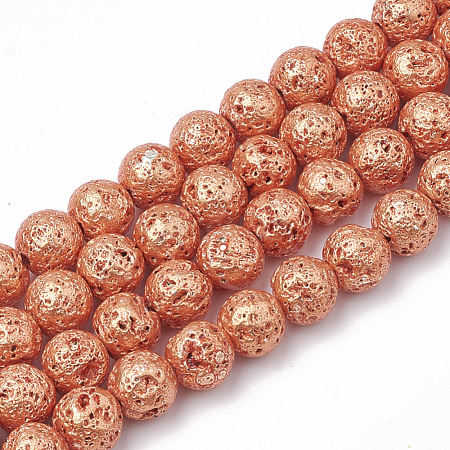 Electroplated Natural Lava Rock Beads Strands G-T098-01D-07-1