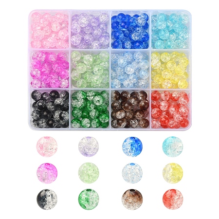 360Pcs 12 Colors Transparent Crackle Acrylic Beads CACR-YW0001-02-1