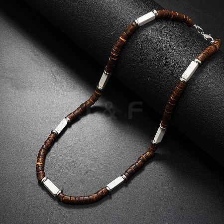 Bohemian Summer Cuboid Natural Howlite & Coconut Heishi Beaded Necklaces TY7189-2-1