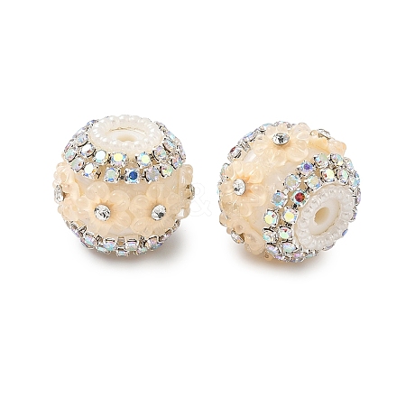 Bling Resin Rhinestone Flower Beads LS-OACR-D310-01P-C-1