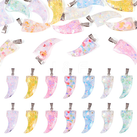 15Pcs Luminous Resin Sequins Pendants RESI-TA0004-20A-1