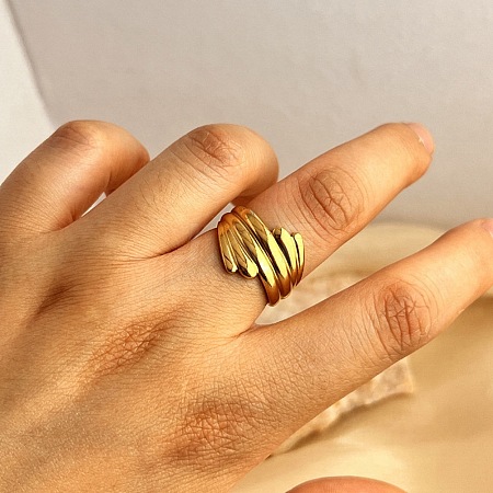 304 Stainless Steel Open Cuff Rings for Women LS-RJEW-K258-10G-1