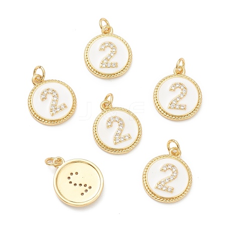 Brass Micro Pave Clear Cubic Zirconia Charms ZIRC-J040-44G-02-1
