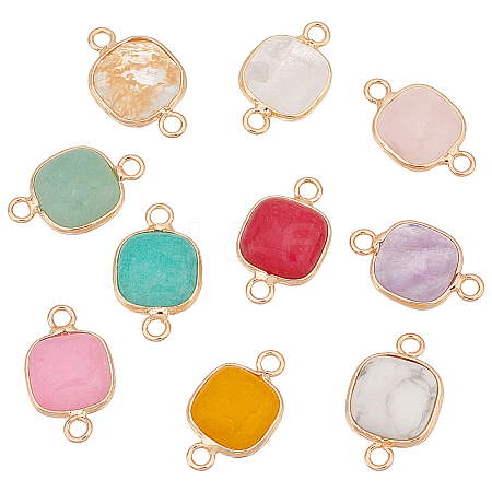 SUPERFINDINGS 10Pcs 10 Styles Mixed Gemstones Connector Charms G-FH0002-17-1