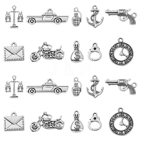 100Pcs 10 Styles Tibetan Style Alloy Pendants TIBEP-CJ0001-53-1