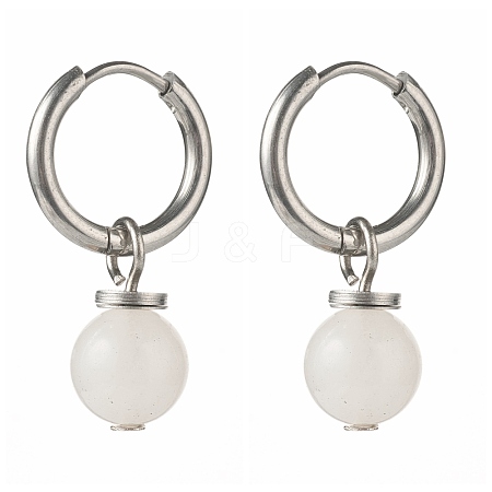 Natural White Jade Beads Earrings for Girl Women Gift EJEW-JE04607-03-1
