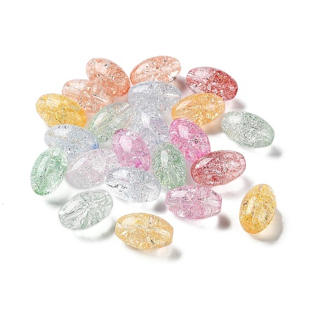 Transparent Crackle Glass Beads GLAA-B015-14-1