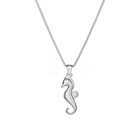 Titanium Steel Sea Horse Pendant Necklace GX9885-2-1
